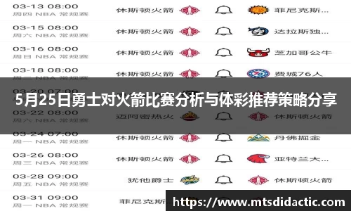 5月25日勇士对火箭比赛分析与体彩推荐策略分享